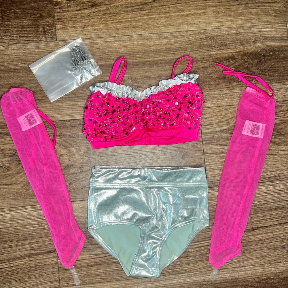 Balera and Kelle Hot Pink and Silver Dance set or costume